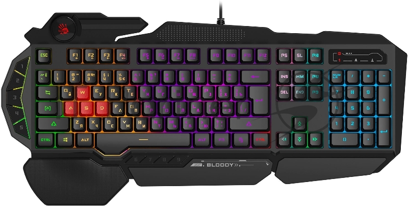 Клавиатура A4Tech Bloody B320N черный USB Multimedia for gamer LED (подставка для запястий) (B320N)