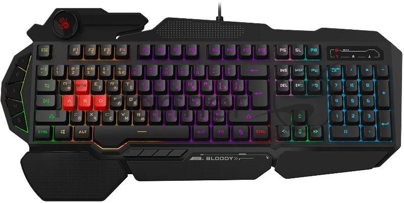 Клавиатура A4Tech Bloody B320N черный USB Multimedia for gamer LED (подставка для запястий) (B320N)