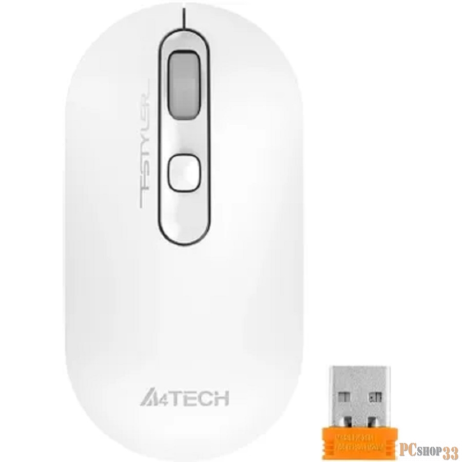 Мышь A4Tech Fstyler FG20S белый/серый оптическая (2000dpi) silent беспроводная USB для ноутбука (3but)
