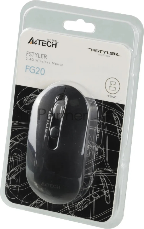 Мышь A4Tech Fstyler FG20S серый оптическая (2000dpi) silent беспроводная USB для ноутбука (3but)