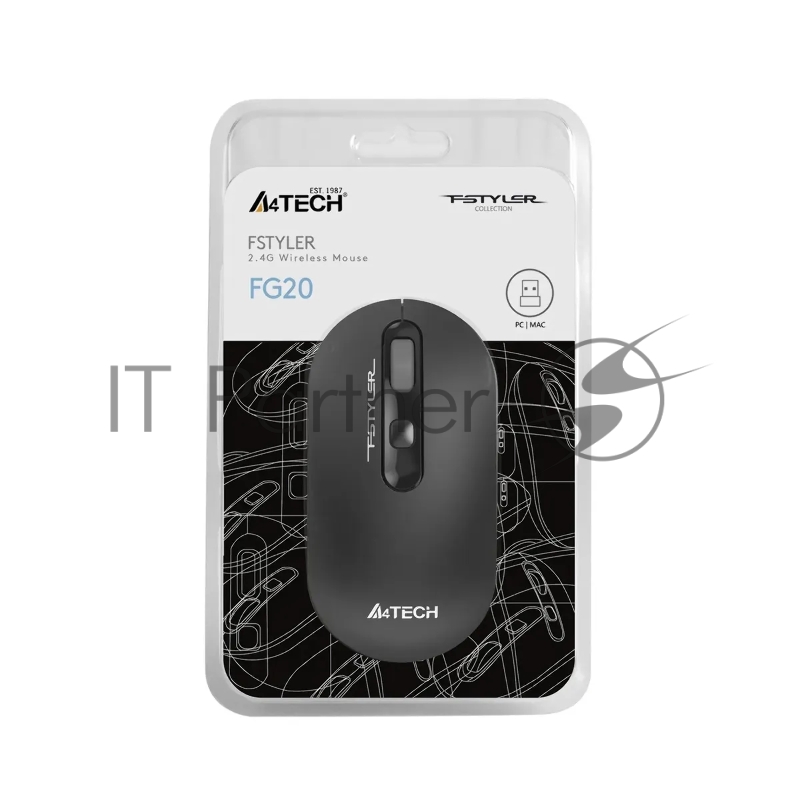 Мышь A4Tech Fstyler FG20S серый оптическая (2000dpi) silent беспроводная USB для ноутбука (3but)