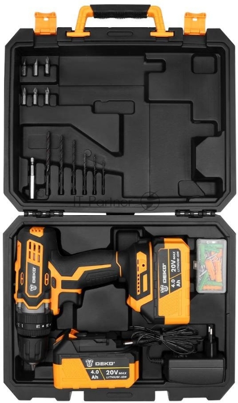 Дрель-шуруповерт Deko DKCD20 IMPACT аккум. патрон:быстрозажимной (кейс в комплекте) (063-4420)