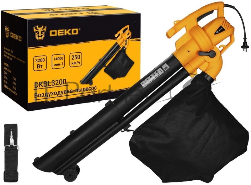 Воздуходувка-пылесос Deko DKBL3200 3200Вт пит.:от сети желтый