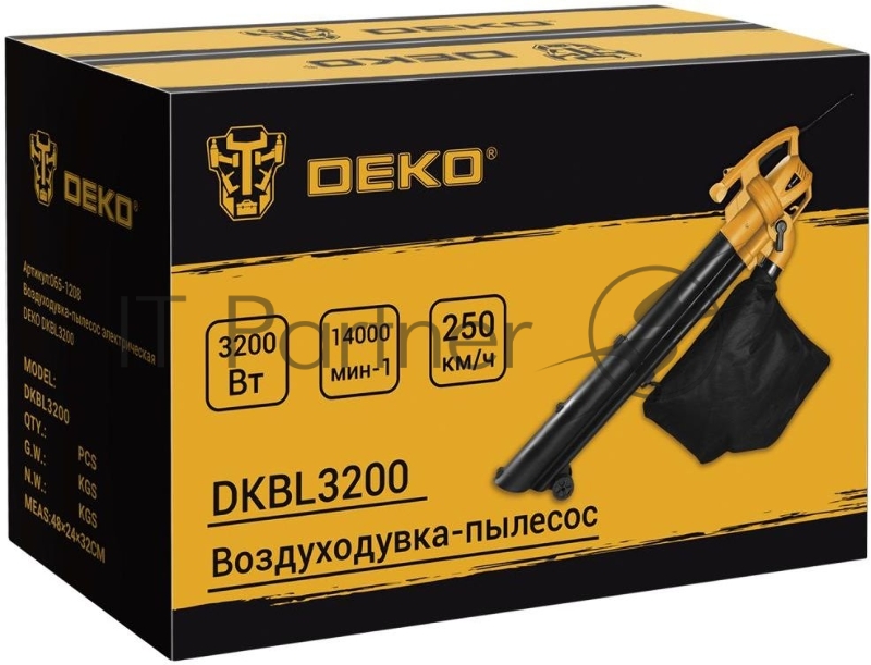 Воздуходувка-пылесос Deko DKBL3200 3200Вт пит.:от сети желтый