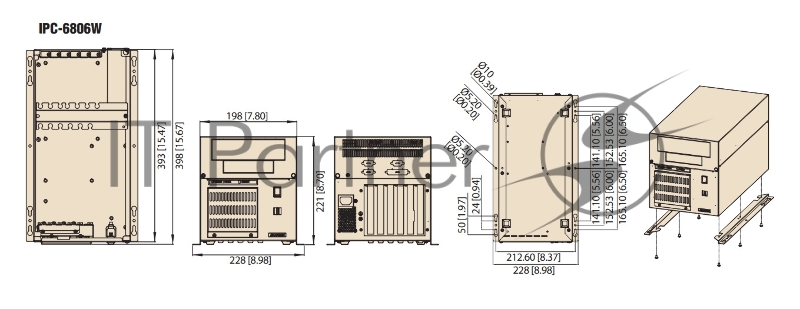 Промышленный компьютерный корпус IPC-6806W-35F Advantech 6-слотовый, Full-size PICMG 1.0/1.3, 1 х 5.25, 1 х внешний 3.5, 1 х внутренний 3.5, 2 х USB 2.0, 350 Вт PSU