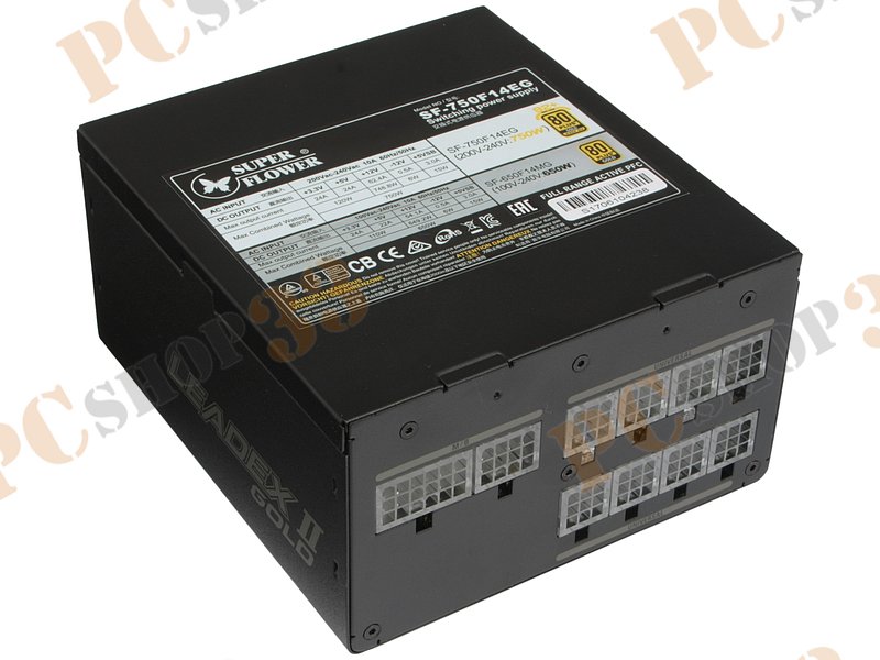 Блок питания 750Вт Super Flower Leadex II Gold SF-750F14EG ATX12V V2.32 (20/24+4/8+6/8pin, вентилятор d135мм) + кабель питания EURO (1.4м)