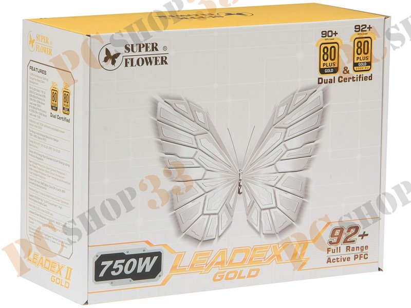 Блок питания 750Вт Super Flower Leadex II Gold SF-750F14EG ATX12V V2.32 (20/24+4/8+6/8pin, вентилятор d135мм) + кабель питания EURO (1.4м)