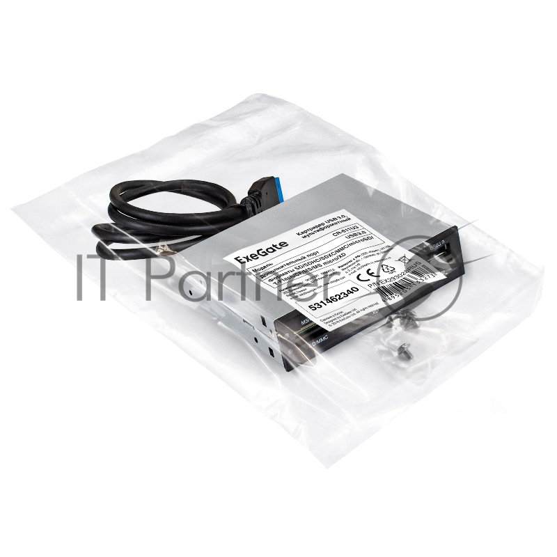 Картридер Exegate EX293028RUS USB3.0 <CR-611U3> (внутренний, 3.5, мультиформатный: SD/SDHC/SDXC/MMC/microSD/T-Fla micro/XD, 1 доп.порт USB3.0, черный, металл)