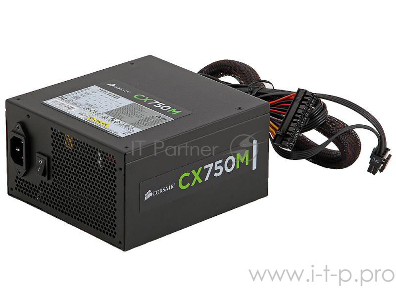 Блок питания 750Вт Corsair CX750M CP-9020061-EU ATX12V V2.3 (20/24+4/8+6/8pin, вентилятор d140мм) + кабель питания EURO (1.5м)