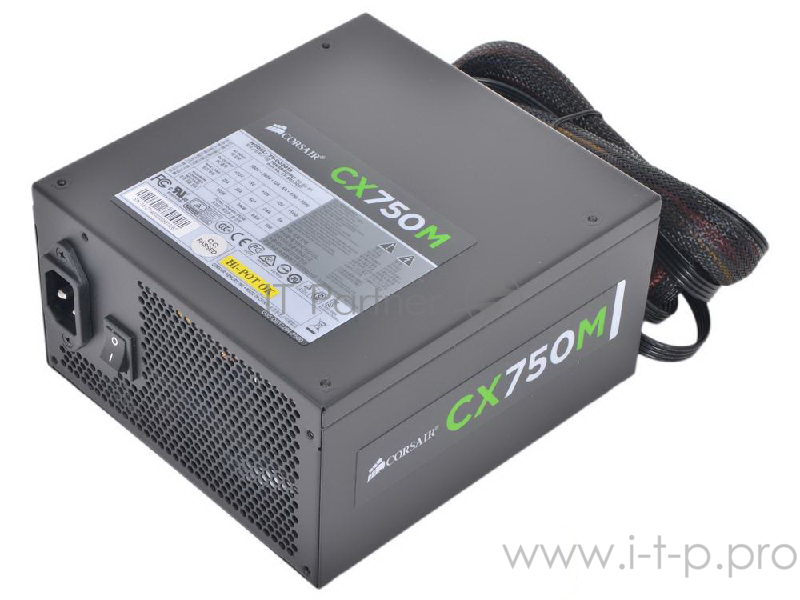Блок питания 750Вт Corsair CX750M CP-9020061-EU ATX12V V2.3 (20/24+4/8+6/8pin, вентилятор d140мм) + кабель питания EURO (1.5м)