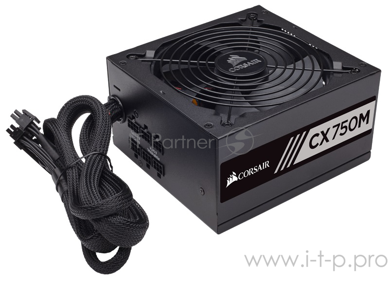 Блок питания 750Вт Corsair CX750M CP-9020061-EU ATX12V V2.3 (20/24+4/8+6/8pin, вентилятор d140мм) + кабель питания EURO (1.5м)