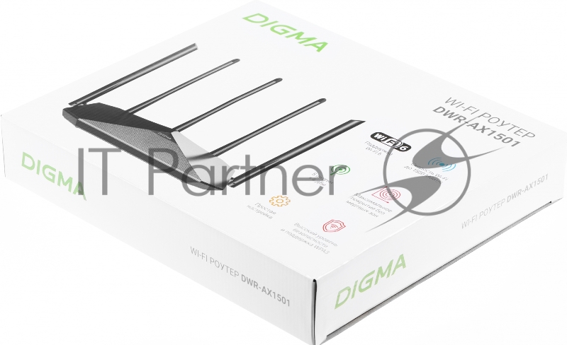 Роутер беспроводной Digma DWR-AX1501 AX1500 10/100/1000BASE-TX черный (упак.:1шт)