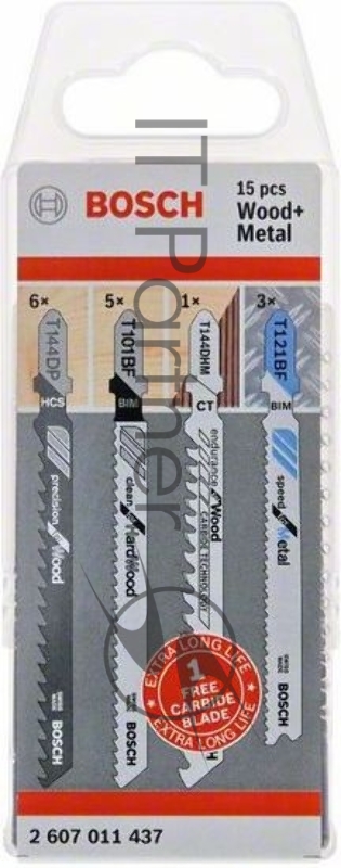 Набор пилок по дер./мет. Bosch 2607011437 15пред. (лобзики)