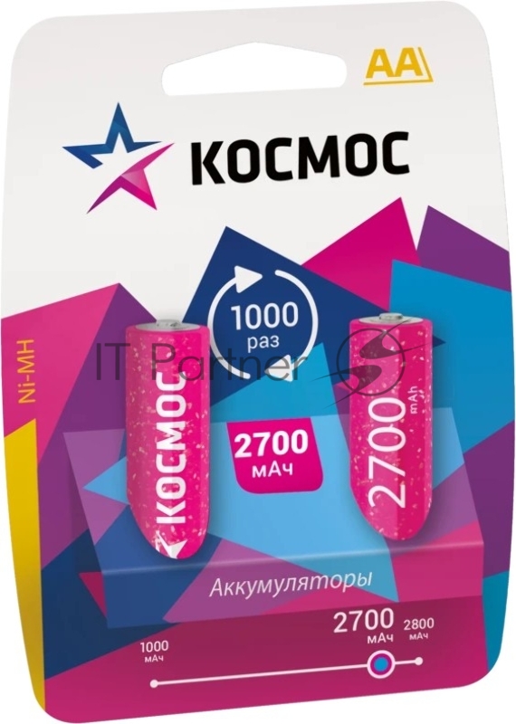 Аккумулятор R6 (AA) Ni-Mh 2700MAh Космос