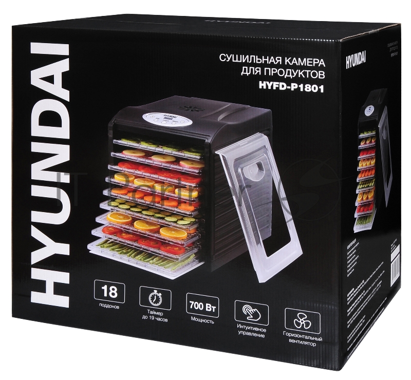 Сушка для фруктов и овощей Hyundai HYFD-1802 27под. 700Вт черный