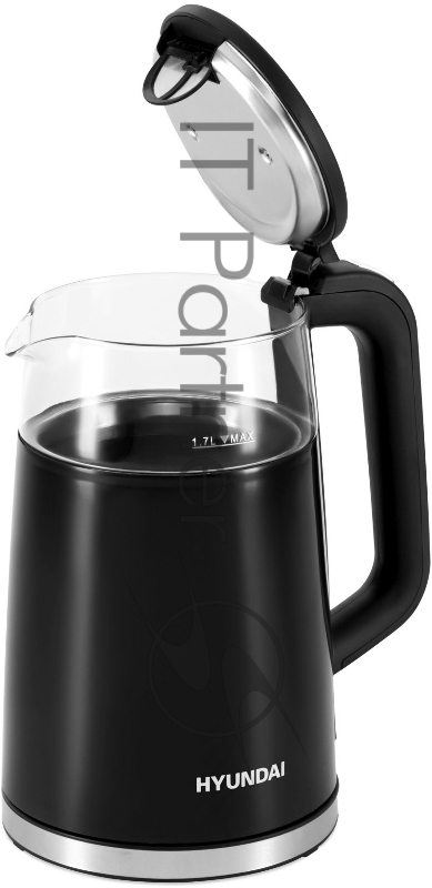 Чайник электрический Hyundai HYK-G6404 1.7л. 2200Вт черный/серебристый (корпус: стекло)