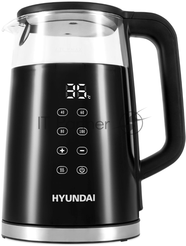 Чайник электрический Hyundai HYK-G6404 1.7л. 2200Вт черный/серебристый (корпус: стекло)