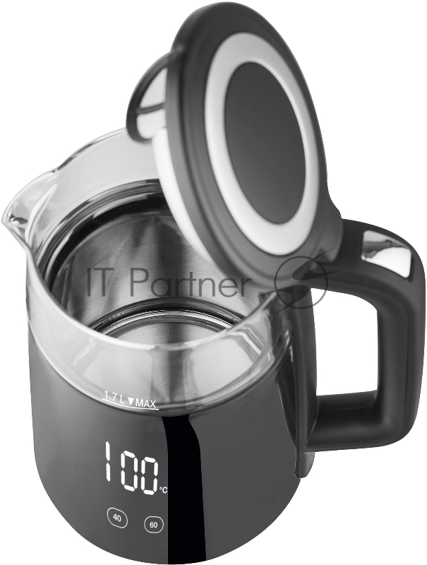 Чайник электрический Hyundai HYK-G6404 1.7л. 2200Вт черный/серебристый (корпус: стекло)