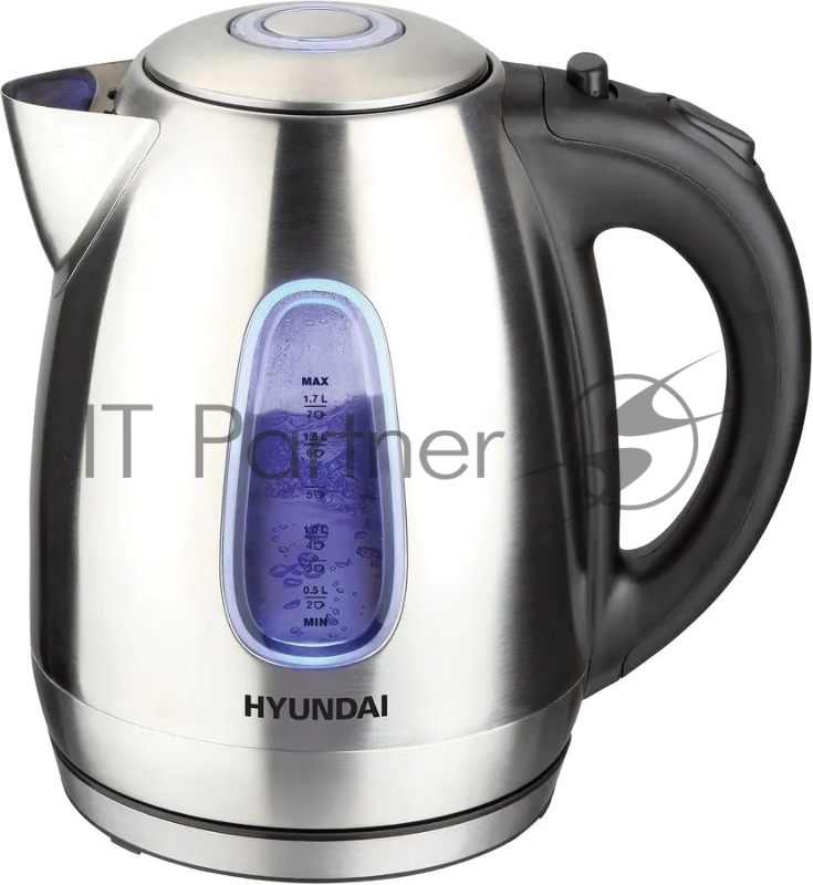 Чайник электрический Hyundai HYK-S2402 1.7л. 2200Вт серебристый матовый/черный (корпус: нержавеющая сталь)