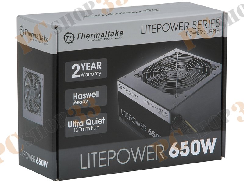 Блок питания 650Вт Thermaltake Litepower 650W LTP-0650P-2 ATX12V V2.3 (20/24+4/8+6/8pin, вентилятор d120мм) + кабель питания EURO (1.5м)
