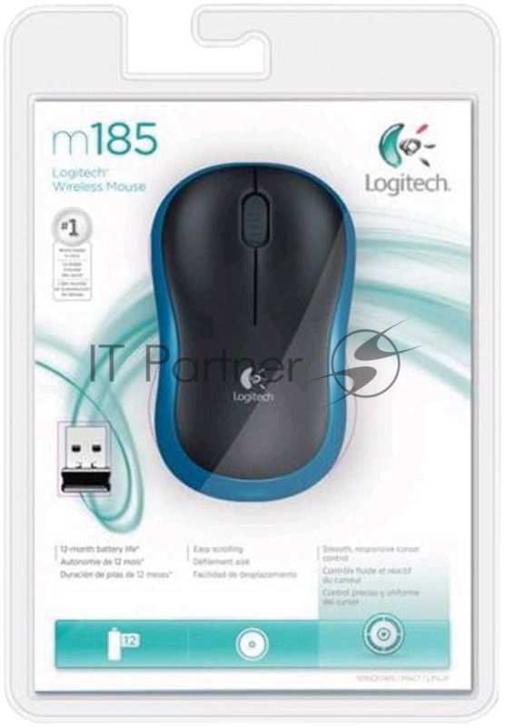 Мышка LOGITECH USB OPTICAL CORDL. M185 BLUE