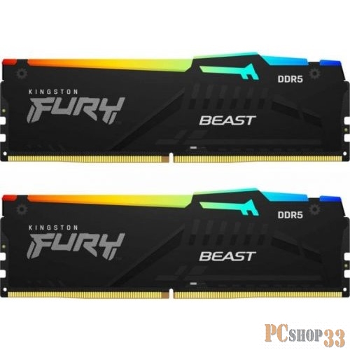 Память DDR5 2x32Gb 5600MHz Kingston KF556C40BBAK2-64 Fury Beast Black RGB RTL Gaming PC5-44800 CL40 DIMM 288-pin 1.25В dual rank с радиатором Ret