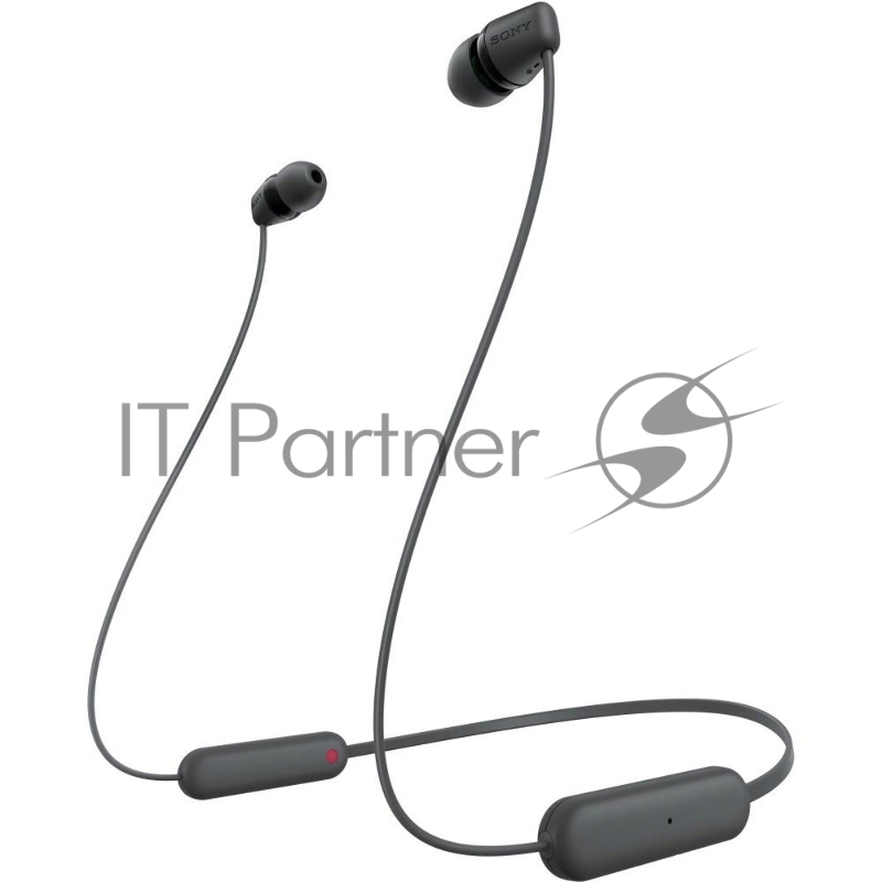 Гарнитура вкладыши Sony WI-C100 черный беспроводные bluetooth шейный обод