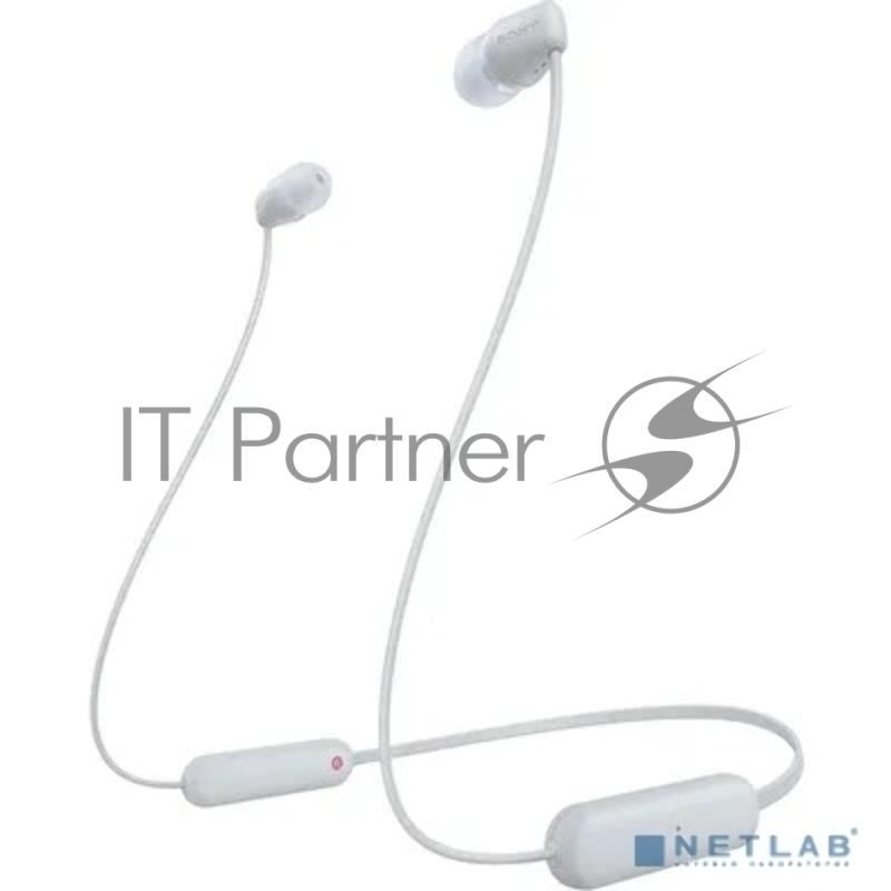 Гарнитура вкладыши Sony WI-C100 белый беспроводные bluetooth шейный обод