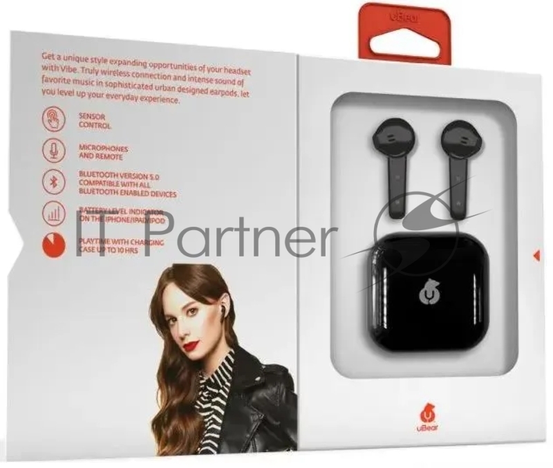 Гарнитура вкладыши uBear Vibe черный беспроводные bluetooth в ушной раковине (TW03BL01-BD)