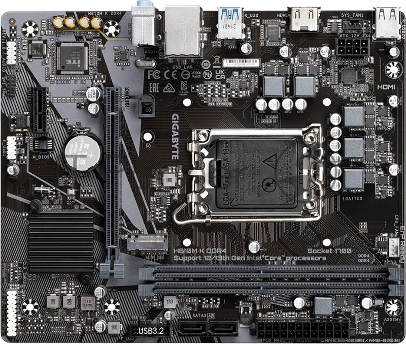 Материнская плата H610 S1700 MATX H610M K DDR4 GIGABYTE