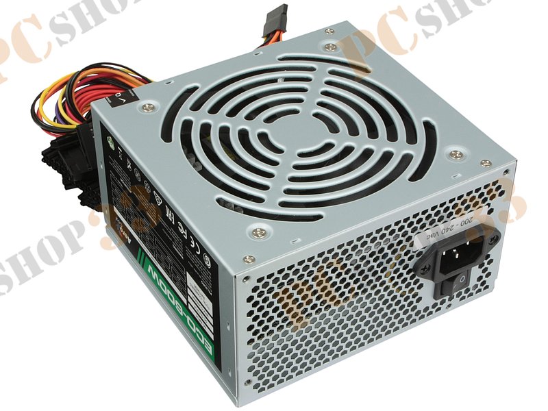 Блок питания 600Вт Aerocool ECO-600W ATX12V V2.3 (20/24+4/8+6/8pin, вентилятор d120мм) + кабель питания EURO (1.1м)