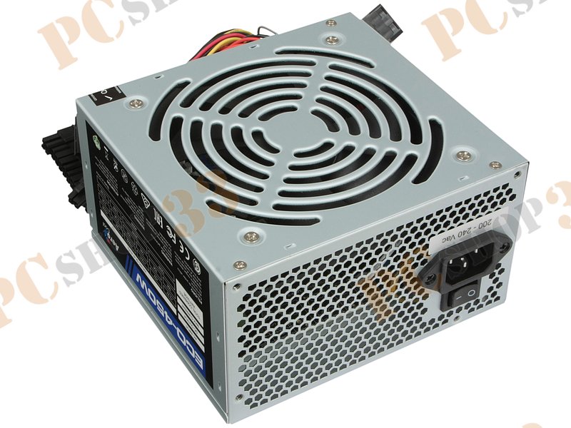 Блок питания 450Вт Aerocool ECO-450W ATX12V V2.3 (20/24+4+6pin, вентилятор d120мм) + кабель питания EURO (1.1м)