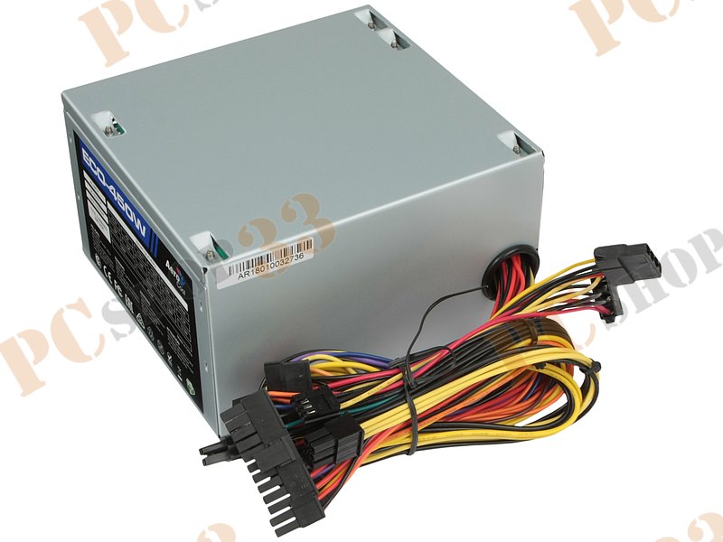 Блок питания 450Вт Aerocool ECO-450W ATX12V V2.3 (20/24+4+6pin, вентилятор d120мм) + кабель питания EURO (1.1м)