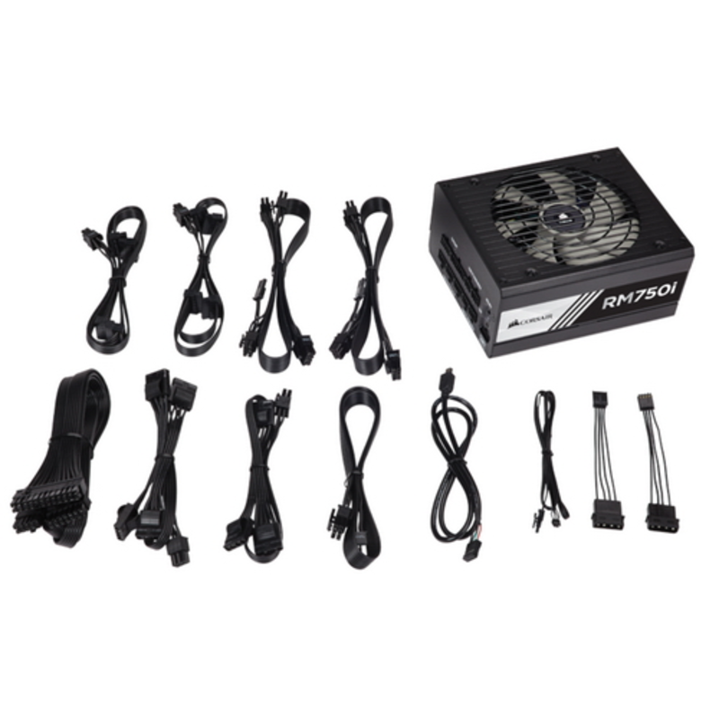 Блок питания 750Вт Corsair RM750i CP-9020082-EU ATX12V V2.4 (20/24+4/8+6/8pin, вентилятор d135мм) + кабель питания EURO (1.5м)