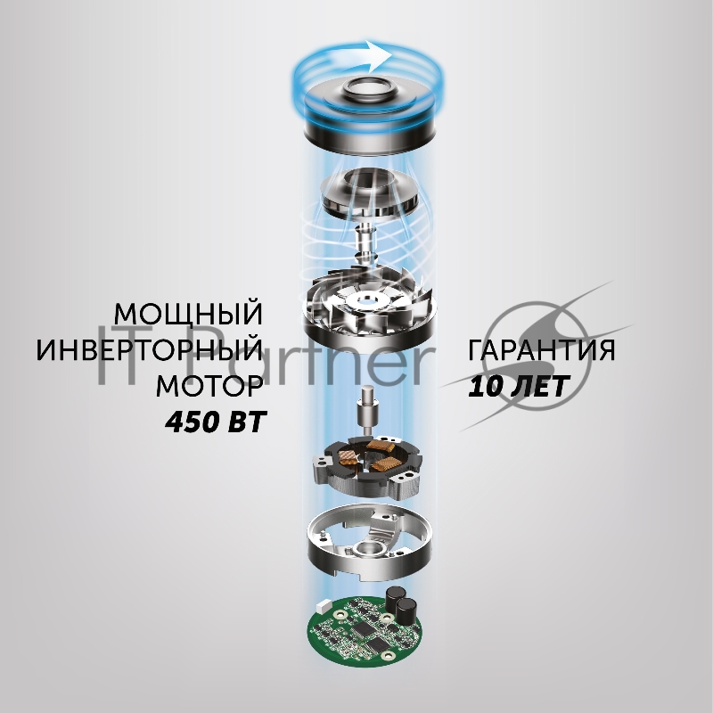 Пылесос Polaris PVCS 7090 HandStick PRO Aqua 450Вт жемчужный/серый