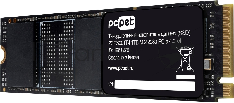Накопитель SSD PC Pet PCI-E 4.0 x4 1TB PCPS001T4 M.2 2280 OEM