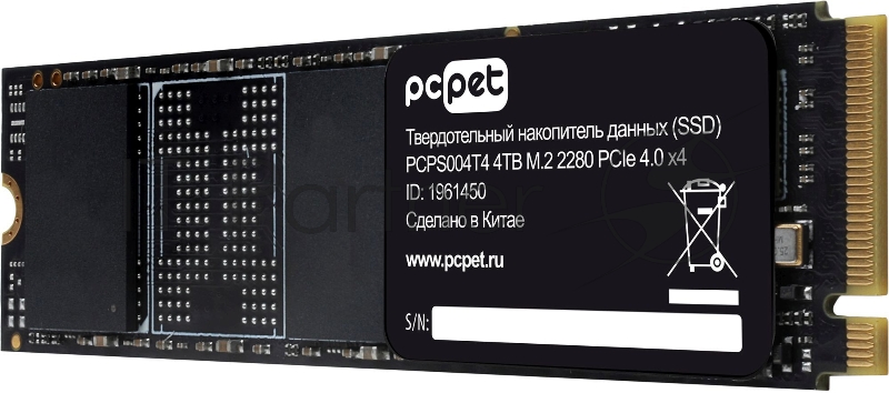 Накопитель SSD PC Pet PCI-E 4.0 x4 4TB PCPS004T4 M.2 2280 OEM