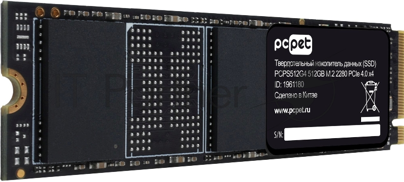 Накопитель SSD PC Pet PCI-E 4.0 x4 512GB PCPS512G4 M.2 2280 OEM
