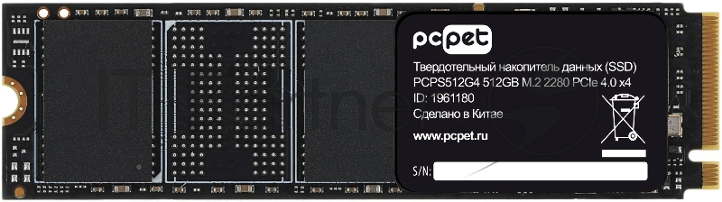 Накопитель SSD PC Pet PCI-E 4.0 x4 512GB PCPS512G4 M.2 2280 OEM