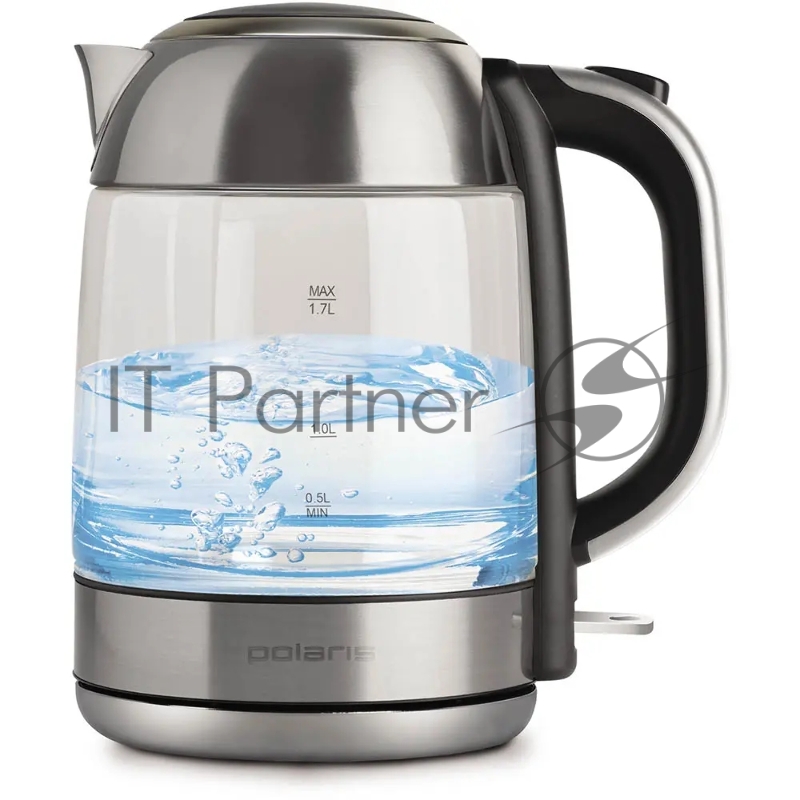 Чайник POLARIS PWK1791CGL матовый, 1,7 л, 2150 Вт, металл/стекло