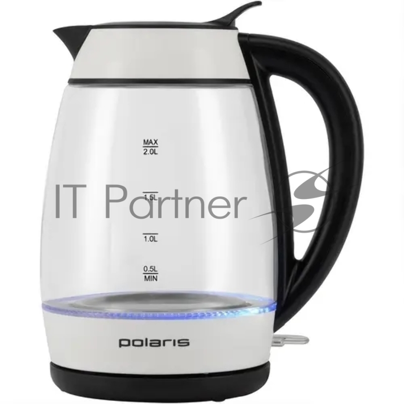 Чайник POLARIS PWK2006CGL Белый/черный, 2,0 л, 2200 Вт, стекло