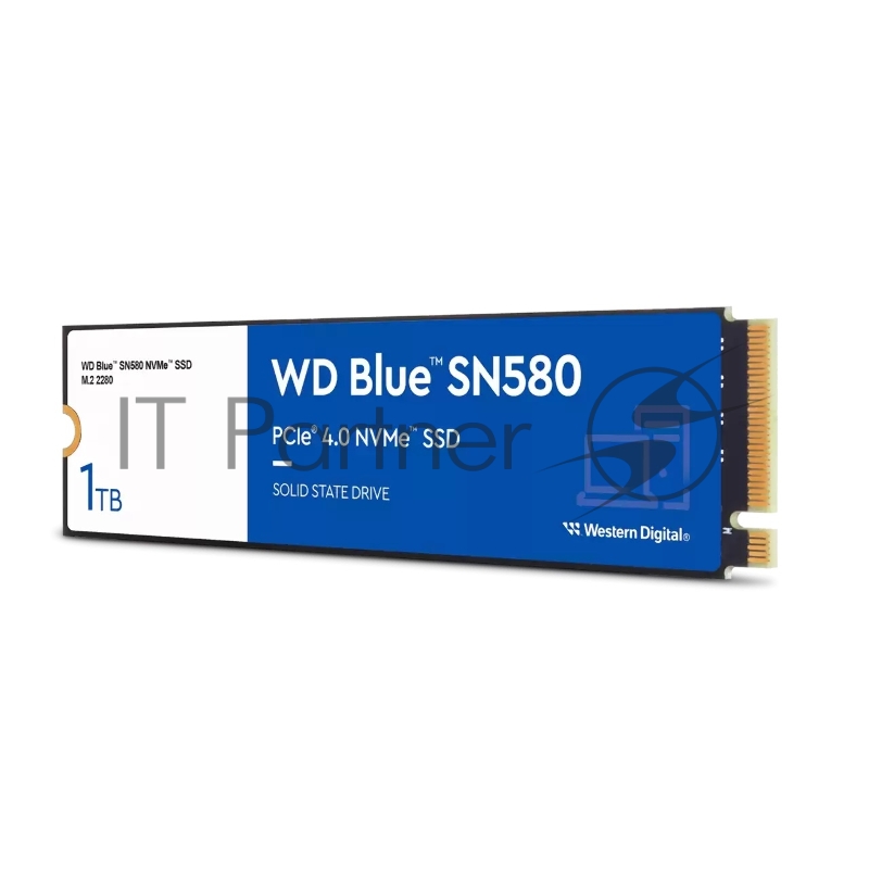Твердотельный накопитель WD Blue SN580 NVMe, 1000GB, M.2(22x80mm), NVMe, PCIe 3.0 x4, 3D TLC, R/W 3500/3000MB/s, IOPs 460 000/45 600TBW