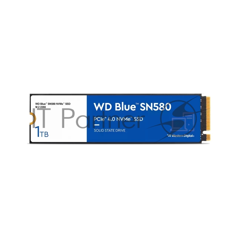 Твердотельный накопитель WD Blue SN580 NVMe, 1000GB, M.2(22x80mm), NVMe, PCIe 3.0 x4, 3D TLC, R/W 3500/3000MB/s, IOPs 460 000/45 600TBW