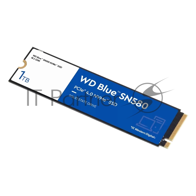 Твердотельный накопитель WD Blue SN580 NVMe, 1000GB, M.2(22x80mm), NVMe, PCIe 3.0 x4, 3D TLC, R/W 3500/3000MB/s, IOPs 460 000/45 600TBW