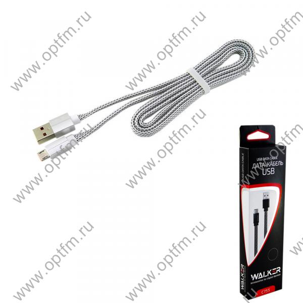 Кабель USB - micro USB WALKER C755 белый (1м)
