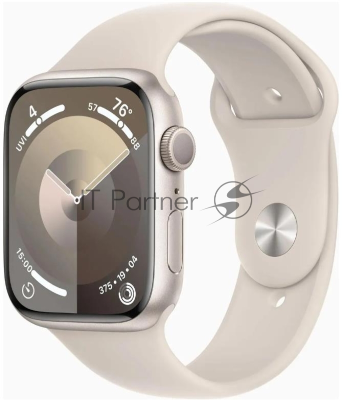 Смарт-часы Apple Watch Series 9 A2980 45мм корп.сияющая звезда Sport Band рем.сияющая звезда разм.брасл.:M/L (MR973ZP/A)
