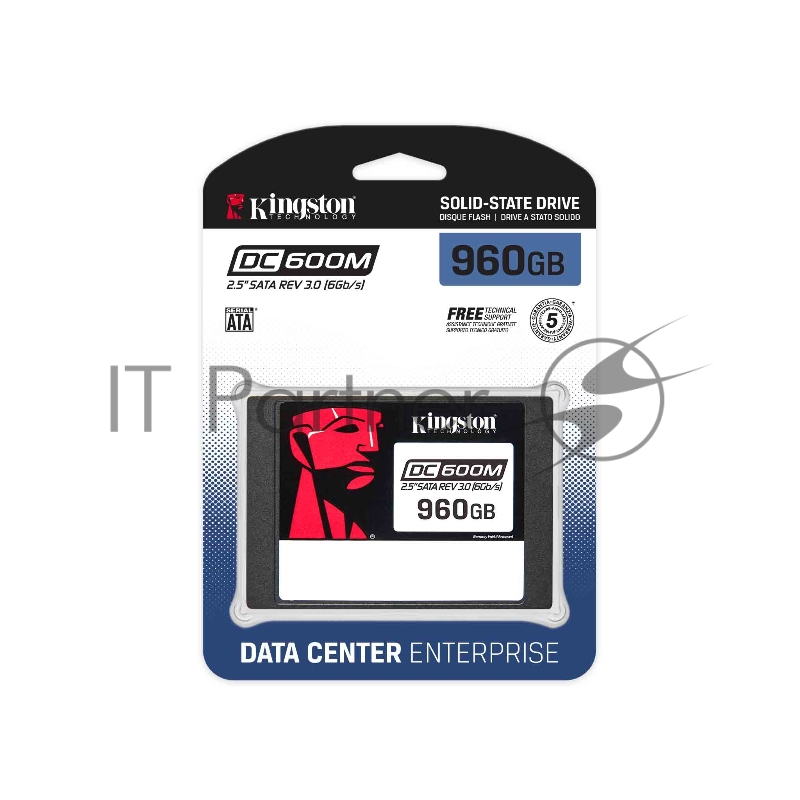 Накопитель Kingston Enterprise SSD 960GB DC600M 2.5 SATA 3 R560/W530MB/s 3D TLC MTBF 2M 94 000/65 000 IOPS 1752TBW (Mixed-Use) 3 years