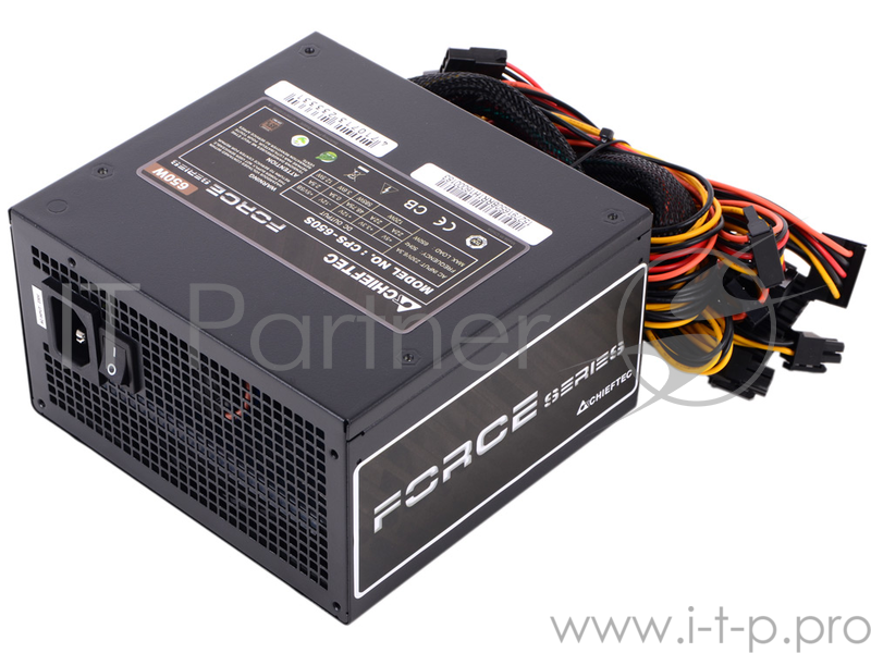Блок питания 650Вт Chieftec Force CPS-650S ATX12V V2.3 (24+4/8+6/8pin, вентилятор d120мм) + кабель питания EURO (1.5м)