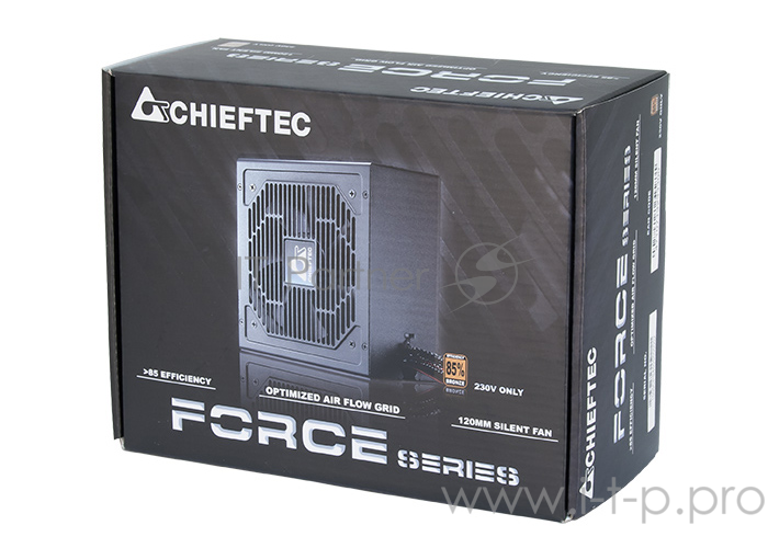 Блок питания 650Вт Chieftec Force CPS-650S ATX12V V2.3 (24+4/8+6/8pin, вентилятор d120мм) + кабель питания EURO (1.5м)
