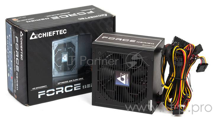Блок питания 650Вт Chieftec Force CPS-650S ATX12V V2.3 (24+4/8+6/8pin, вентилятор d120мм) + кабель питания EURO (1.5м)